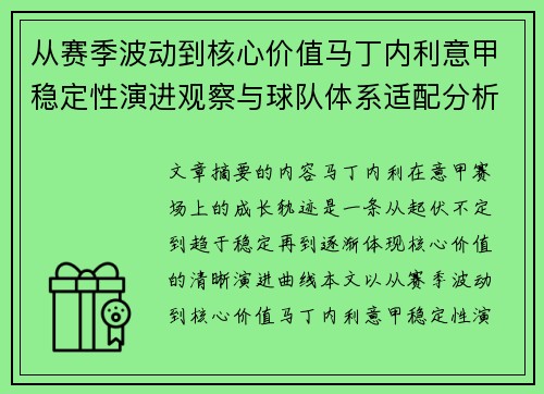 从赛季波动到核心价值马丁内利意甲稳定性演进观察与球队体系适配分析